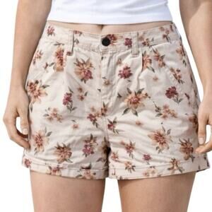 AMERICAN EAGLE Womens Shorts Size 6 White Floral Mom Short Pockets Zip Close NWT